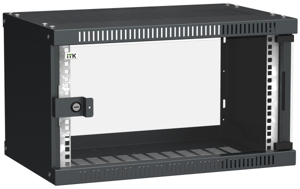 IEK LINEA WE ITK Шкаф LINEA WE 6U 550x350мм дверь, стекло черный LWE5-06U53-GF