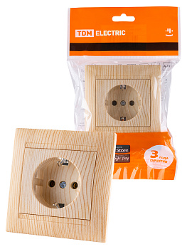 TDM Розетка 2П+З 16А 250В сосна "Лама" SQ1815-0323