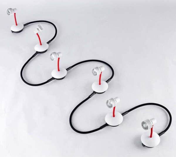 Lussole LOFT Металл/флекс Белый / красный Металл Светильник настенно-потолочный GU10 5,5W GRLSP-9818-06 Lussole LOFT Металл/флекс Белый / красный Металл Светильник настенно-потолочный GU10 5,5W GRLSP-9818-06