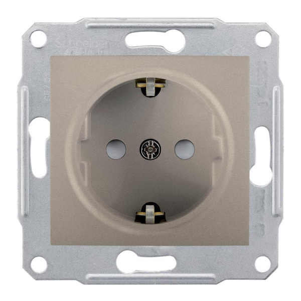 Купить SE Sedna Титан Розетка 1-я с/з с защитными шторками SDN3000168