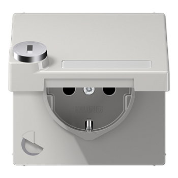 JUNG SCHUKO-розетка с крышкой  и замком, светло-серый LS1520NAKLSLLG