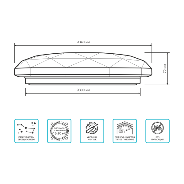 Купить Gauss Светильник Basic Space Diamond НПС 24W 2050lm 4000K  220-240V IP20 340*75 LED 1/20 995439224