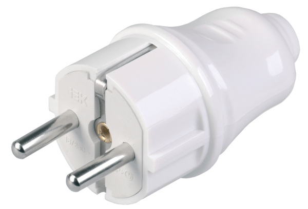 IEK ВПп10-01-Ст Вилка разборная прямая с з/к 16А белая