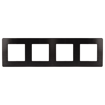 ЭРА Рамка для розеток и выключателей Серия 12 12-5104-06 на 4 поста, Сатин, чёрный