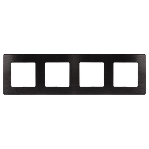 ЭРА Рамка для розеток и выключателей Серия 12 12-5104-06 на 4 поста, Сатин, чёрный