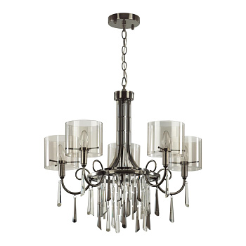 Odeon Light 4890/5 HALL ODL_EX23 43 черный хром/дымчатый/ металл/стекло Люстра E14 5*40W NICOLE