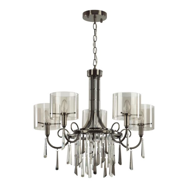 Odeon Light 4890/5 HALL ODL_EX23 43 черный хром/дымчатый/ металл/стекло Люстра E14 5*40W NICOLE