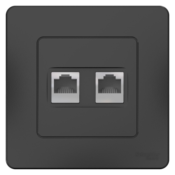 Купить Systeme Electric Blanca внутр Антрацит Розетка 2-ая компьютерная RJ45