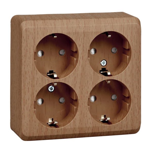 Systeme Electric Этюд наруж Дача Бук Розетка 4-ая с/з со шторками