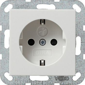 Gira Розетка с з/к без распорных захватов с затвором (shutter) и символом 275503