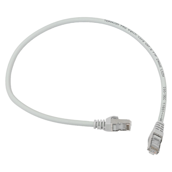 EKF Патч-корд TERACOM PRO Cat.6 экранированный FTP оболочка LSZH серый (0,5м)