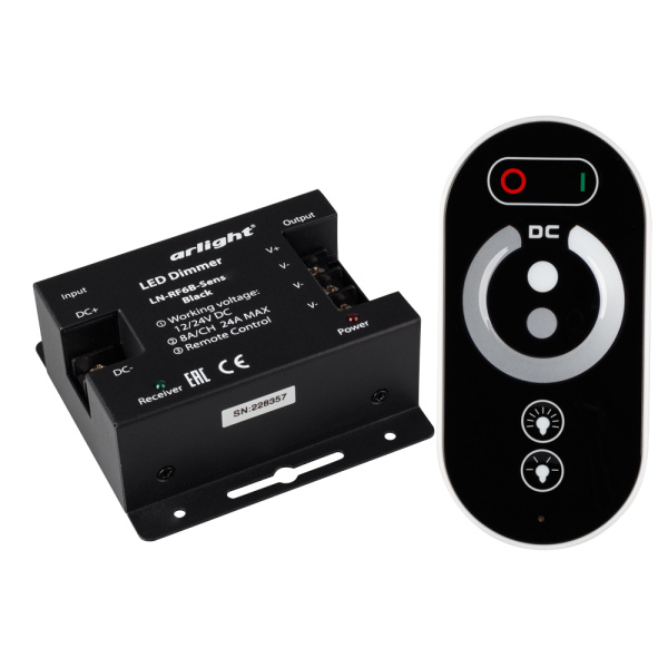 Arlight Диммер LN-RF6B-Sens Black (12-24V, 3x8A) (IP20 Металл, 1 год) 023377