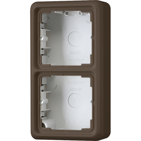 JUNG CD 500 Коричневая Коробка накладная с основанием и встроен. рамкой 2-ая CD582ABR