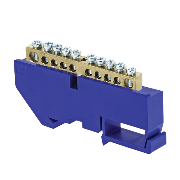 Купить EKF PROxima Шина "0" N (6х9мм) 10 отверстий латунь синий изолятор на DIN-рейку