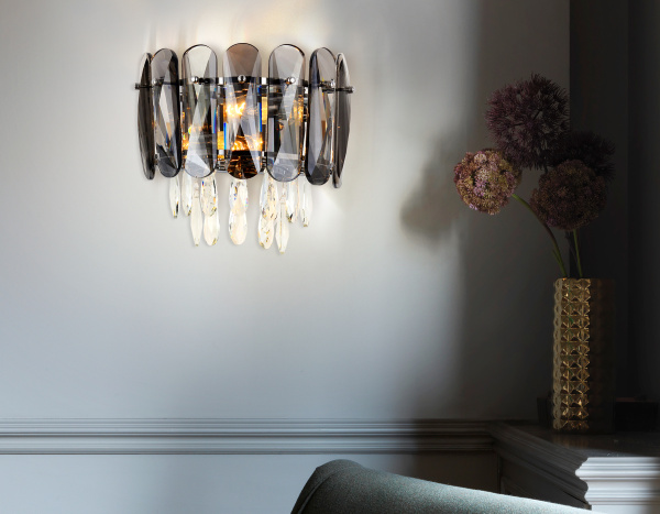 Купить Ambrella Настенный светильник TR5077/2 CH/SM/CL хром/дымчатый/прозрачный E14/2 max 40W 280*280*170