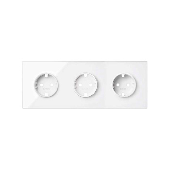 Simon 100 Белый глянец Кит 3 поста, фронт. Накладка на 3 розетки Schuko 10020302-130