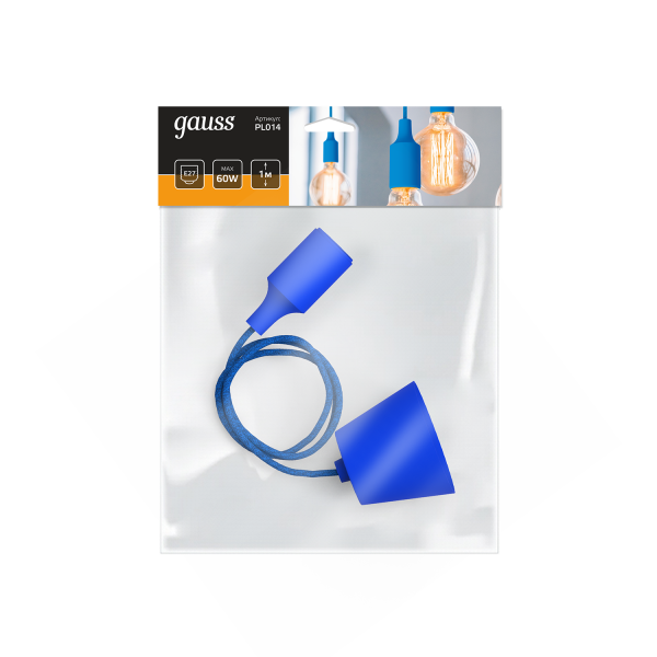 Купить Gauss Светильник подвесной PL014 голубой E27, 1 м, 1/40