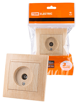 TDM Розетка телевизионная простая (0-2400МГц, "мама") сосна "Лама" SQ1815-0317