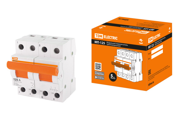 TDM Модульный переключатель трехпозиционный МП-125 2P 125А SQ0224-0045