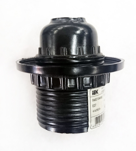 Купить IEK Пкб27-04-К11 Патрон карболитовый с кольцом, Е27, черный (50 шт)