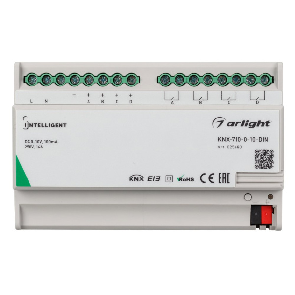 Купить Arlight INTELLIGENT Конвертер KNX-710-0-10-DIN (230V, 4x0/1-10, 4x16A) (INTELLIGENT Пластик) 025680