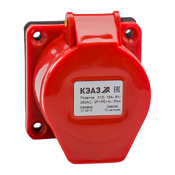 КЭАЗ Розетка фланцевая 314-16А-6h-380AC-3P+PE-IP44