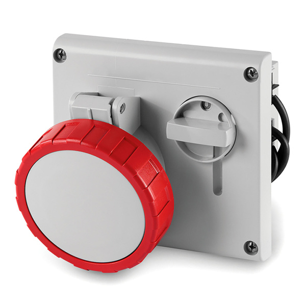 DKC Розетка панельная с механической блокировкой и верхним расположением разъема IP67 32А 3P+E 400В