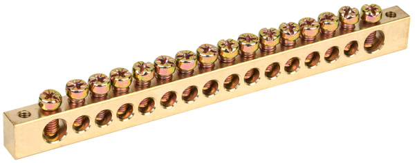 IEK Шина PEN земля-ноль 8х12мм 16/2 (16групп/креп по краям)