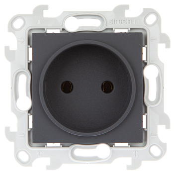 Simon 24 Графит Розетка 2К без защитных шторок 2450442-038