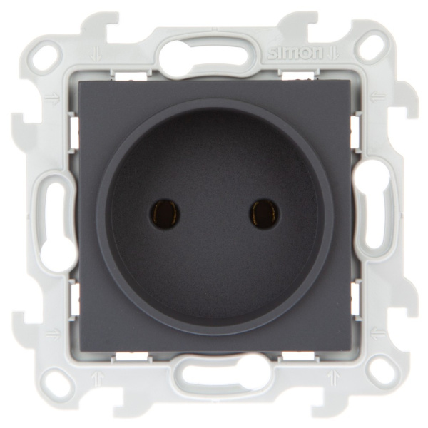 Simon 24 Графит Розетка 2К без защитных шторок 2450442-038