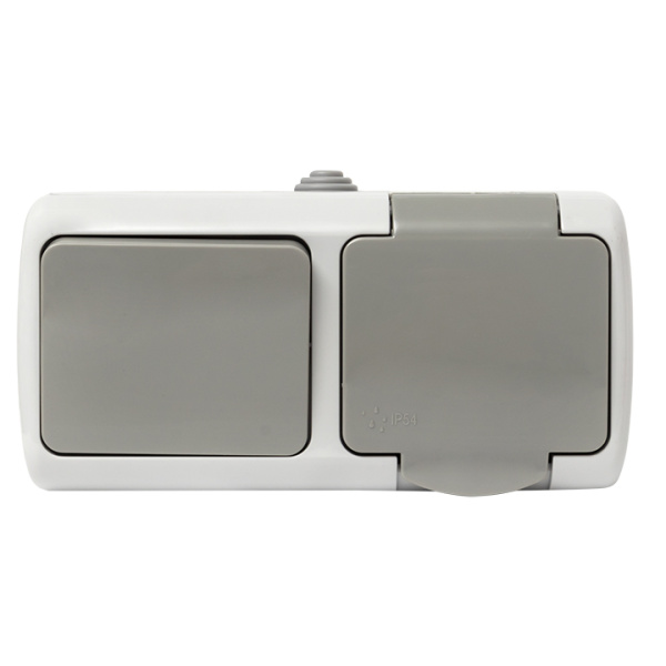 Купить EKF PROxima Мурманск Блок  розетка 1-м 16А с заземлением с крышкой+ 1-кл выключатель IP54 серый