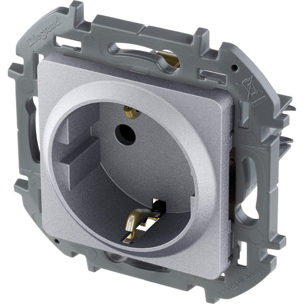 Купить Legrand INSPIRIA Алюминий Розетка 2К+З - немецкий стандарт - 16 А - 250 В 673722