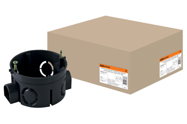 TDM Установочная коробка СП D68х42мм, саморезы, стыковочные узлы, черная, IP20, SQ1402-1115