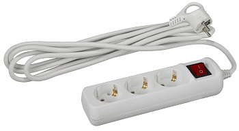 ЭРА Удлинитель электрический ЭРА UX-3es-1,5m с заземлением с выключателем 3 розетки 1,5 м ПВС 3x0,75мм2 10А