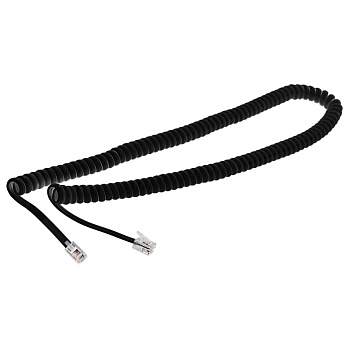 Шнур витой трубочный 4М телефонный черный Rexant 18-2043