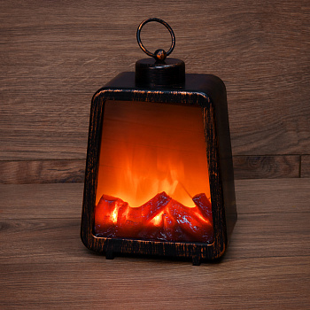 NEON-NIGHT Светодиодный камин "Лофт" с эффектом живого огня 17х10х24,5 см, 3хС (не в комплекте) и USB (в комплекте) 511-034