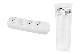 TDM Колодка розеточная 4 гнезда 2П б/з 10А 250В белая серии "Народная" SQ1806-0419