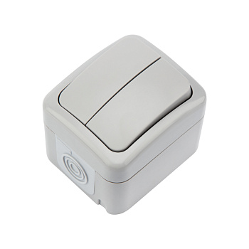 KRANZ Выключатель двухклавишный Mini OG OG IP54, о/у, серый KR-78-0833