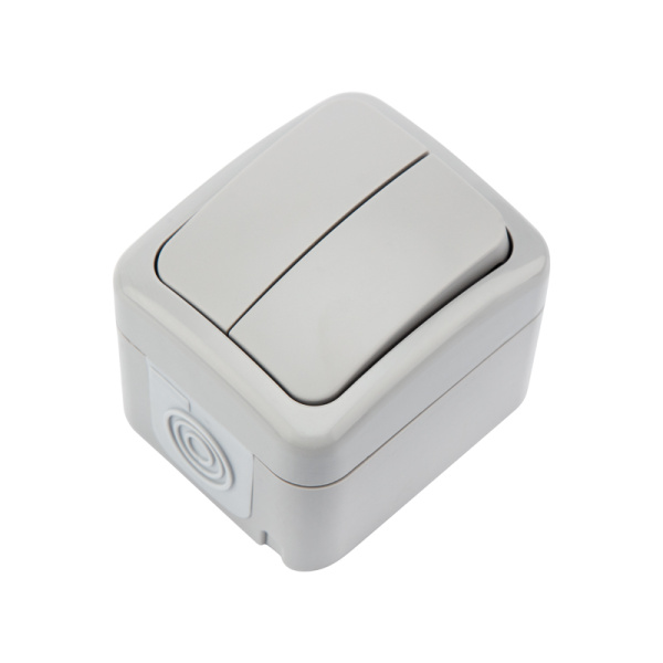 KRANZ Выключатель двухклавишный Mini OG OG IP54, о/у, серый KR-78-0833