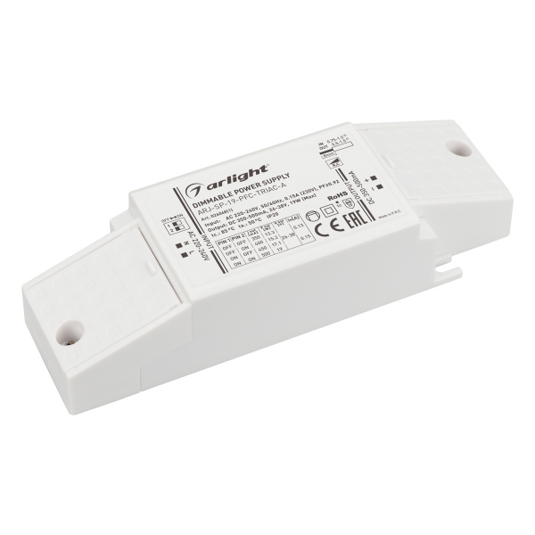 Arlight Блок питания ARJ-SP-19-PFC-TRIAC-INS (19W, 26-38V, 0.35-0.5A) (IP20 Пластик, 5 лет) 026048(1)