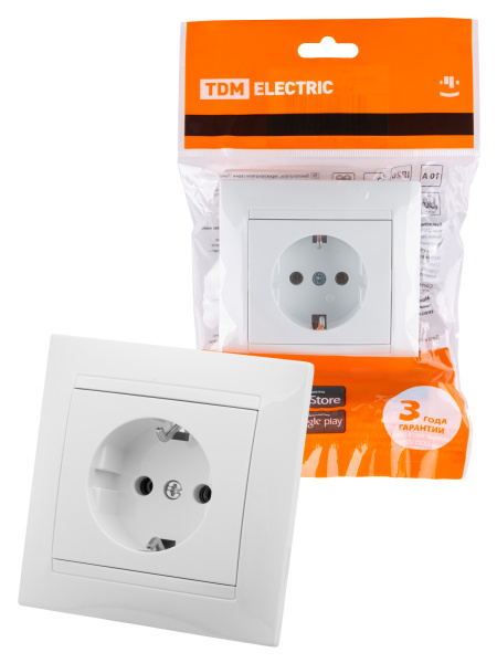 TDM Розетка 2П+З 16А 250В белая "Лама" SQ1815-0023