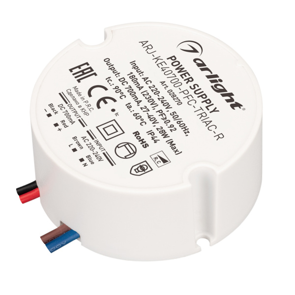 Arlight Блок питания ARJ-KE40700-PFC-TRIAC-R (28W, 700mA) (IP44 Пластик, 5 лет) 028270