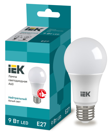 IEK Лампа светодиодная ECO A60 шар 9Вт 230В 4000К E27 LLE-A60-9-230-40-E27