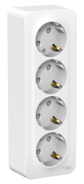 Купить Systeme Electric Blanca наруж Бел Розетка 4-ая с/з со шторками 16А, 250В, изолир. пластина