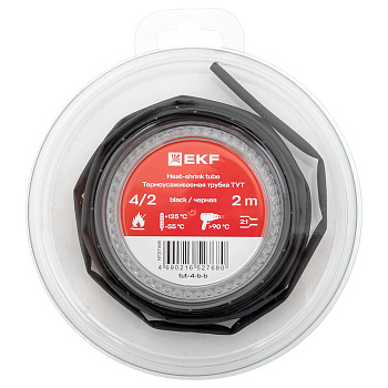 EKF Термоусаживаемая трубка ТУТ нг 4/2 черная ролик 2 м