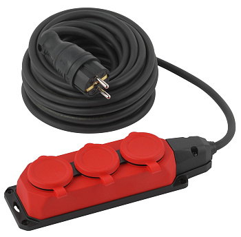ЭРА Удлинитель силовой ЭРА UK-3e-3x1,5-10m-IP44(KG) с заземлением 3 розетки каучук 10м КГ 3х1,5мм2 IP44