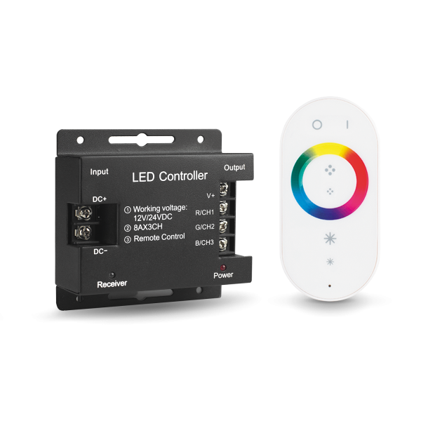 Купить Gauss Контроллер для RGB 288W 24А с сенсорным пультом управления цветом (белый) 201013288