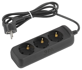 ЭРА Удлинитель электрический UX-3e-1,5m-B с заземлением 3 розетки 1,5 м ПВС 3x0,75мм2 10А черный