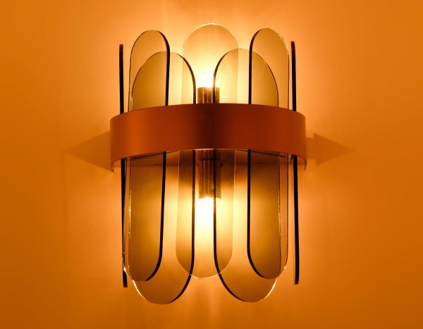 Купить Ambrella Настенный светильник с хрусталем TR5348/2 GD/SM золото/дымчатый G9/2 max 40W 270*200*140