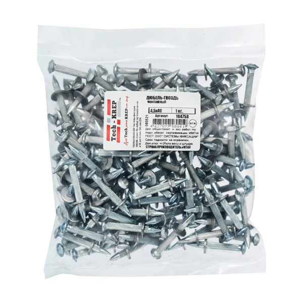 Tech-Krep Монтажный дюбель-гвоздь 4,5х40 (1 кг) - пакет 104758